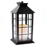 Lampion LED kratka 14 x 28 x 14 cm (brązowy z przetarciami)