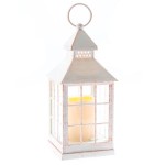 Lampion LED kratka 23,5 x 10 x 10 cm (biały z przetarciami)