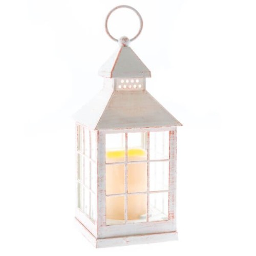 Lampion LED kratka 23,5 x 10 x 10 cm (biały z przetarciami)