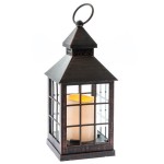 Lampion LED kratka 23,5 x 10 x 10 cm (brązowy z przetarciami)