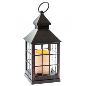 Lampion LED kratka 23,5 x 10 x 10 cm (brązowy z przetarciami)