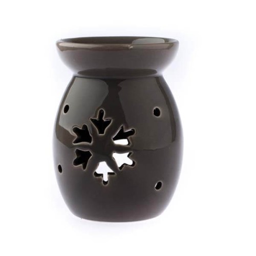 Kominek ceramiczny śnieżynka 9,8 x 14 x 9,8 cm (brązowy)