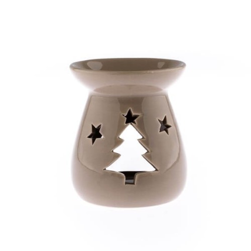Kominek ceramiczny choinka 9,6 x 11 x 9,6 cm (beżowy)