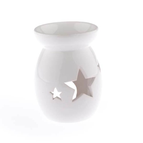 Kominek ceramiczny gwiazdy 9,8 x 14 x 9,8 cm (biały)