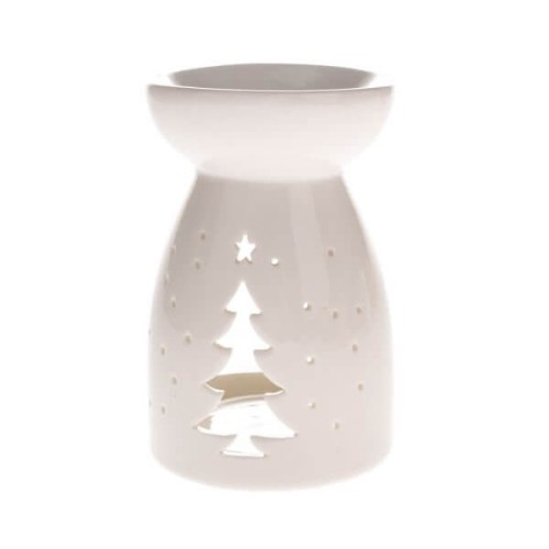 Kominek ceramiczny choinka 9,3 x 9,3 x 14 cm (biały)