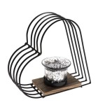 Świecznik metalowy serce 16 x 15 x 6 cm (czarny)