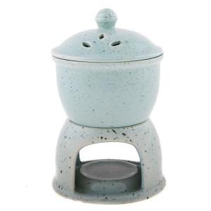 Kominek ceramiczny z pokrywą 10 x 12 x 10 cm (błękitny)