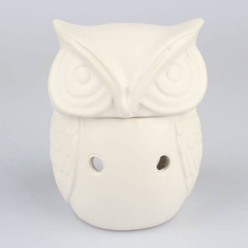 Kominek ceramiczny sowa 10,5 x 14 x 10,5 cm (biały)