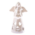 Świecznik ceramiczny anioł 10,6 x 17,5 x 7,9 cm (biały)