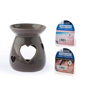 Kominek ceramiczny serca + 2 woski Yankee Candle