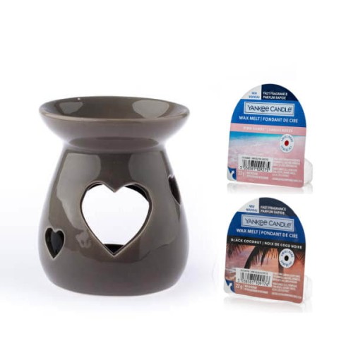 Kominek ceramiczny serca + 2 woski Yankee Candle