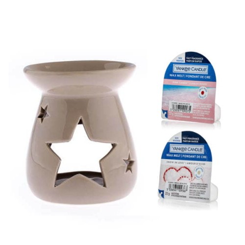 Kominek ceramiczny gwiazdy + 2 woski Yankee Candle