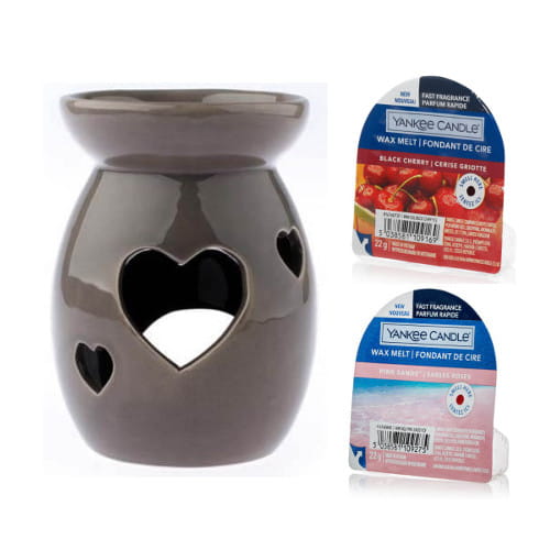 Kominek ceramiczny serca + 2 woski Yankee Candle