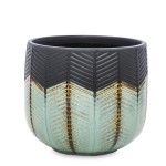 Osłonka ceramiczna 13,5 x 14x 14 cm (jasno-niebieska z czarnymi zdobieniami)