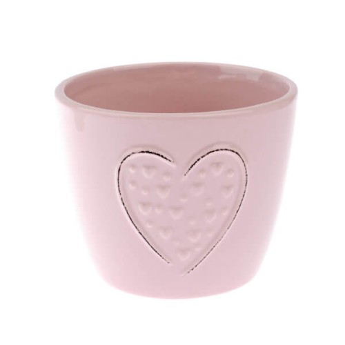 Osłonka ceramiczna Serca 10 x 12 x 12 cm (różowa)
