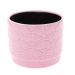 Osłonka ceramiczna 10 x 12 x 12 cm (różowa, motyw roślinny)