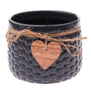 Osłonka ceramiczna Serca 10 x 12 x 12 cm (ciemno szara)