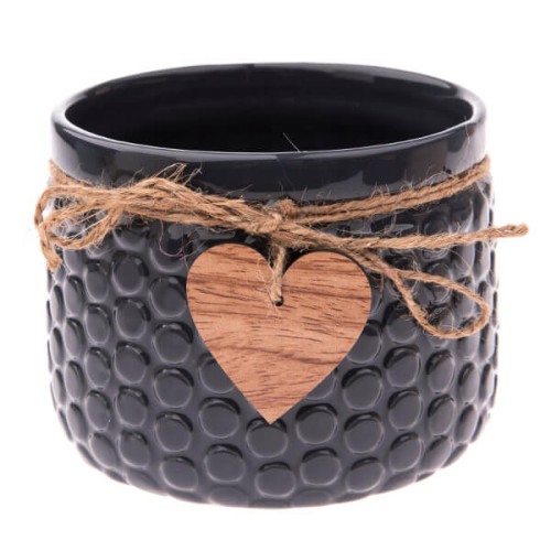 Osłonka ceramiczna Serca 10 x 12 x 12 cm (czarna)