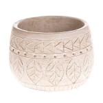 Osłonka betonowa 13 x 16 x 16 cm (beżowa, motyw roślinny)