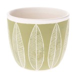 Osłonka ceramiczna 15 x 17 x 17 cm (zielona, motyw roślinny)