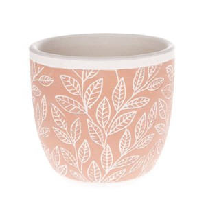 Osłonka ceramiczna 12,5 x 13,5 x 13,5 cm (ceglana, motyw roślinny)