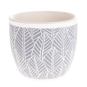 Osłonka ceramiczna 15 x 17 x 17 cm (niebieska, motyw roślinny)