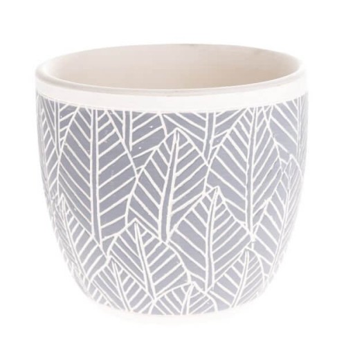 Osłonka ceramiczna 15 x 17 x 17 cm (niebieska, motyw roślinny)