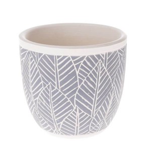 Osłonka ceramiczna 12,5 x 13,5 x 13,5 cm (niebieska, motyw roślinny)