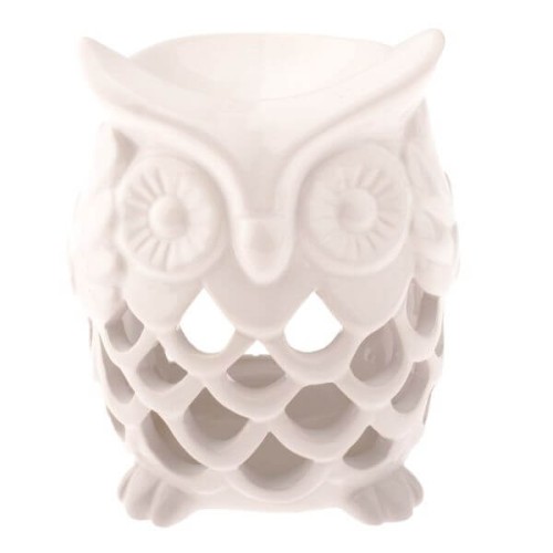 Kominek ceramiczny Sowa 10 x 12 x 9 cm (biały)